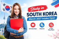 Study in South Korea March 2027 Intake Open | Scholarships, Stipend & 3-Year Stay-Back